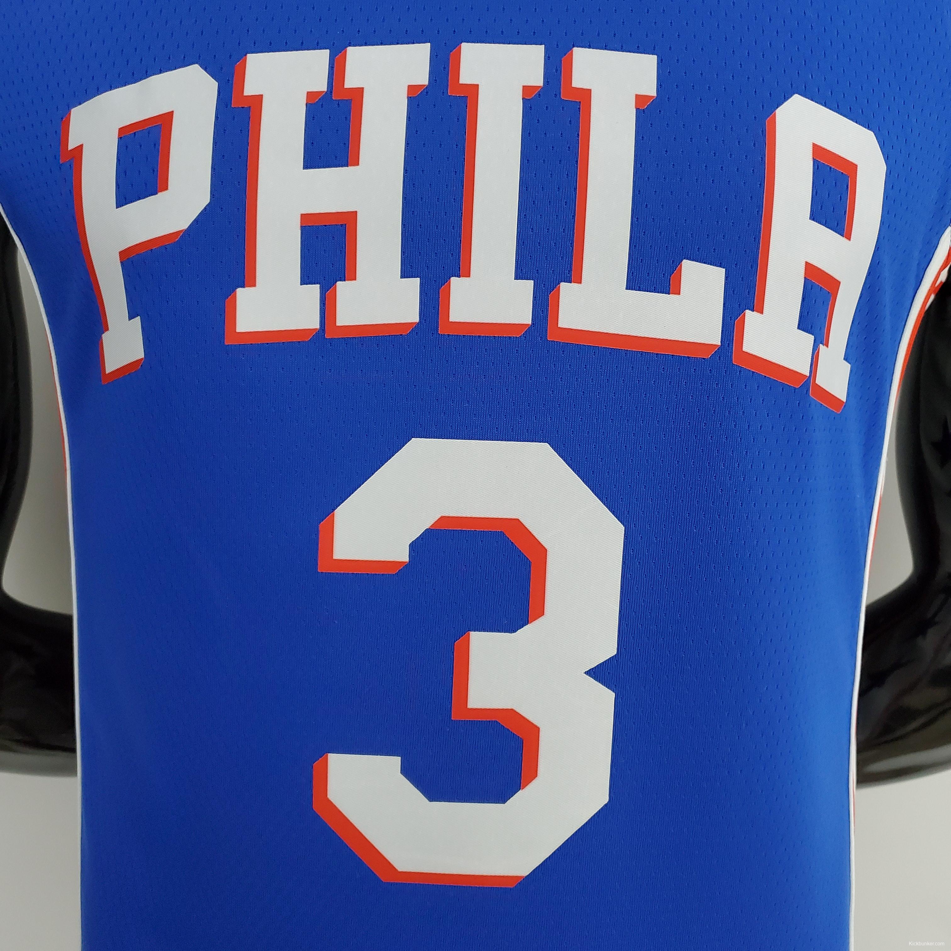 75th Anniversary Philadelphia 76ers IVERSON#3 Blue NBA Jersey