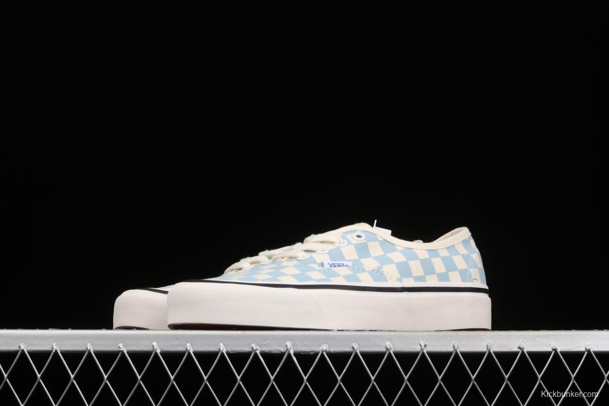 Vans Authentic 44 DX Anaheim milk blue and white checkerboard plaid low upper canvas shoes VN0A54F241J