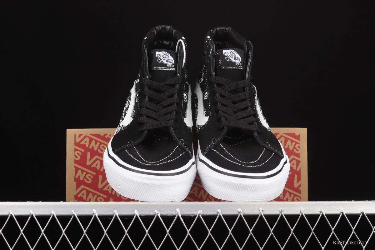 Vans Sk8-Hi skull cashew flower pattern high-top casual board shoes VN0A32QGD9S