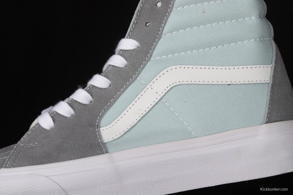 Vans Sk8-Hi gray and blue color side stripes high-top sports shoes VN0A32QG4FY