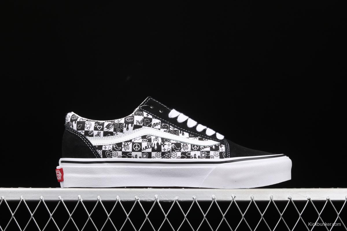 Vans Old Skool Vance black and white graffiti printed low upper canvas board shoes VN000D3HY28