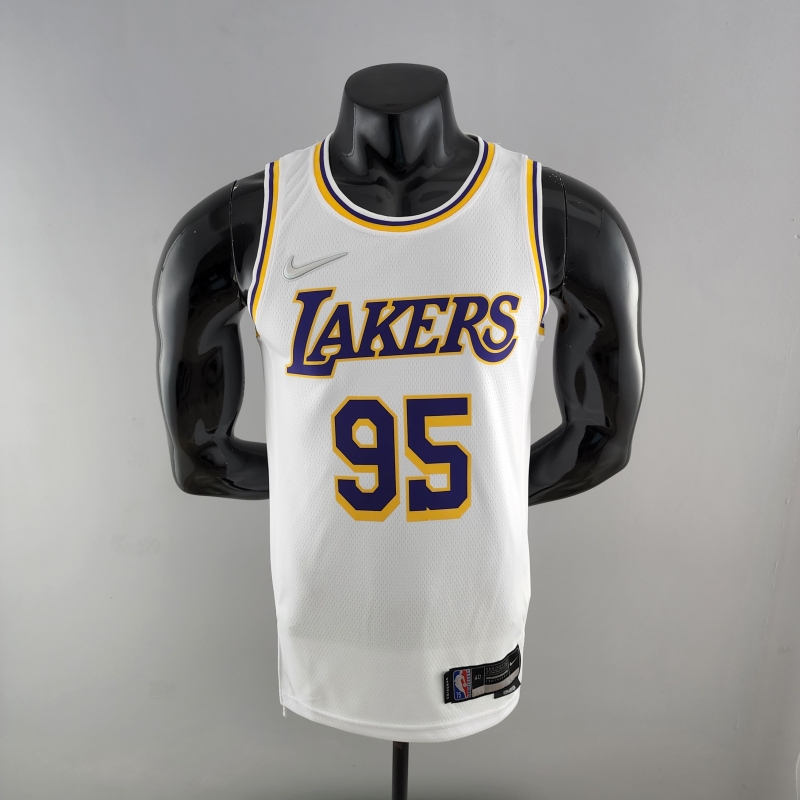 75th Anniversary TOSCANO #95 Los Angeles Lakers White NBA Jersey