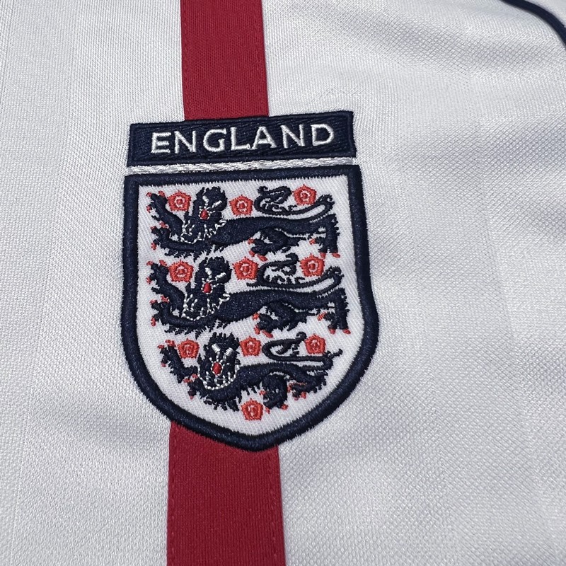 Long Sleeve Retro 2002 England Home Soccer Jersey