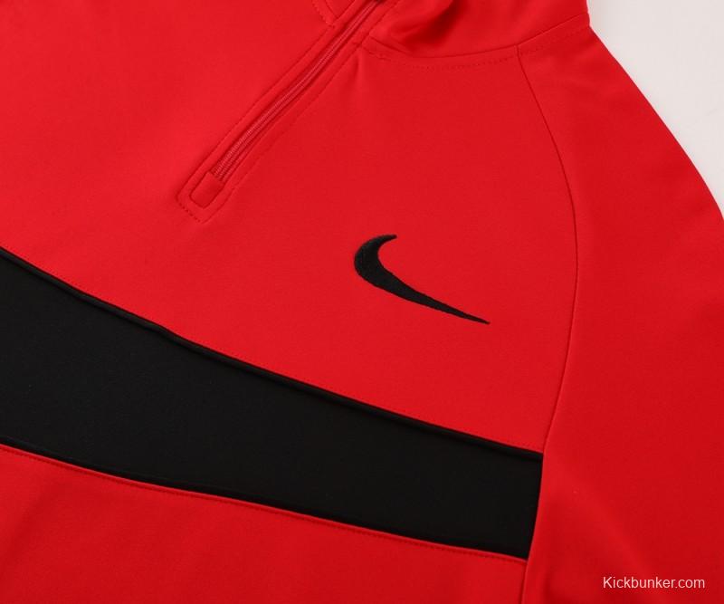 2024 Nike Red/Black Half Zipper Jacket+Pants