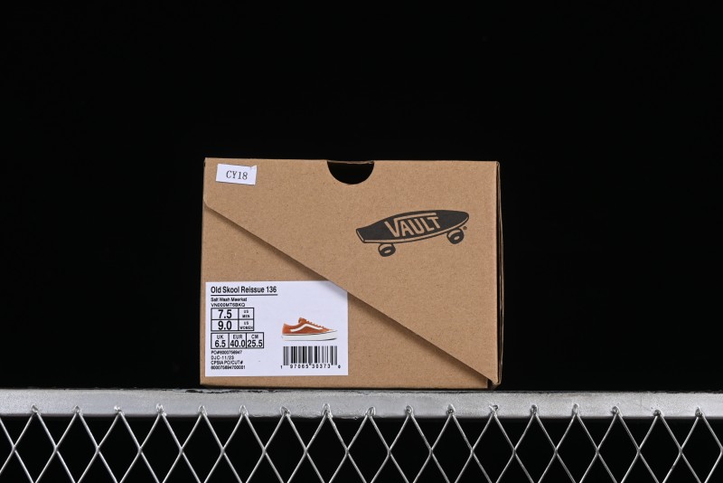 Vans Old Skool Reissue 136 High-End Series Round Toe Orange Canvas Vulcanized Shoes - VN000MT6BKQ