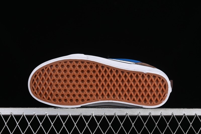 Vans Classics Knu Skool White Blue Brown Colorblock Chunky Tongue Skate Shoes - VN0009QCDMV
