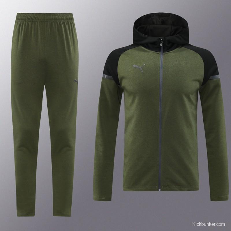 2024 Puma Dark Green Full Zipper Jacket +Long Pants