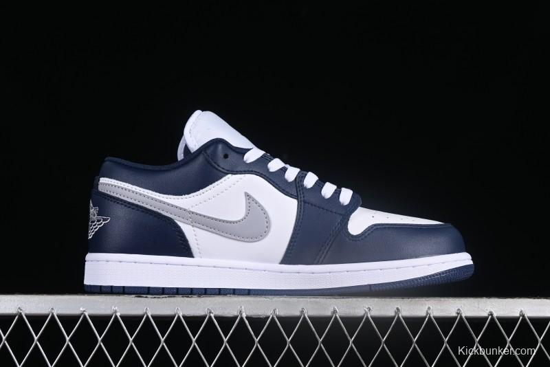 Nike Air Jordan 1 Low AJ1 White Blue Grey Low Top Lifestyle Basketball Shoes - 553558-141
