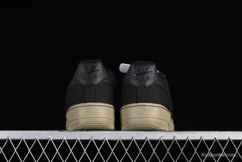 Nike Air Force 1 '07 Low Black Green Canvas Casual Sneakers - FJ4160-001