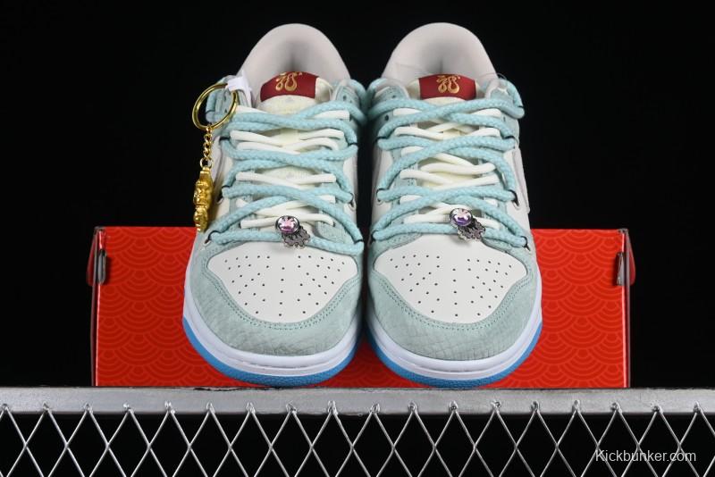 Nike SB Dunk Low Year of the Dragon Limited Edition - Gray Hook Dragon Soaring High Anniversary Premium Custom Low-Top Casual Skate Shoes - SJ2068-230