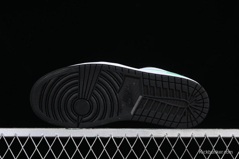 Nike Air Jordan 1 Low Retro Basketball Shoes in Mint Green and Black - 553558-131