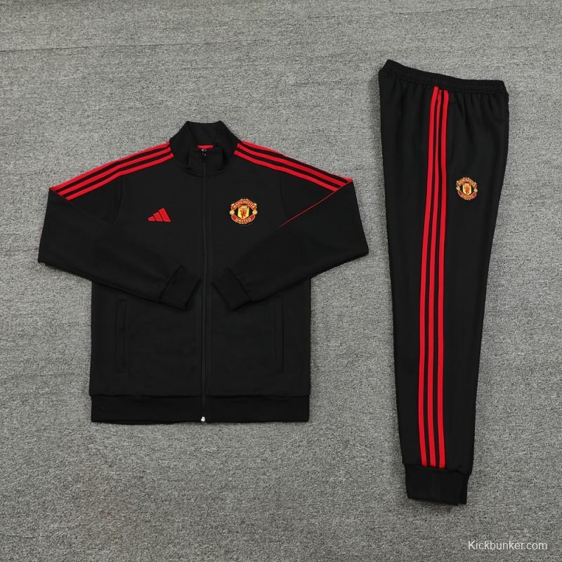 24/25 Manchester United Black Full Zipper Jacket +Long Pants