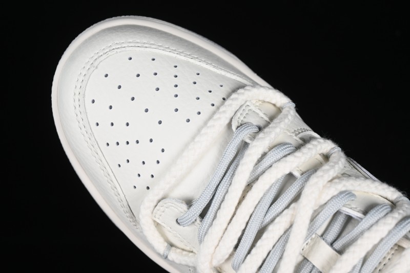 Nike SB Dunk Low LV Collaboration Strap White Grey Check Anniversary High-End Custom Low-Top Casual Skate Shoes - SJ2068-245