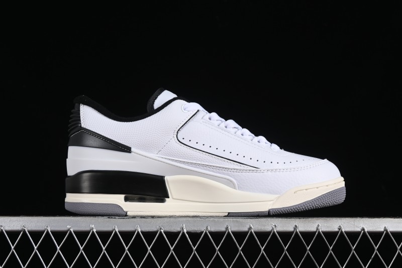 Nike Air Jordan 2/3 Retro Low Top Basketball Shoes in White/Black/Sail/Cement Grey - FD0383-100