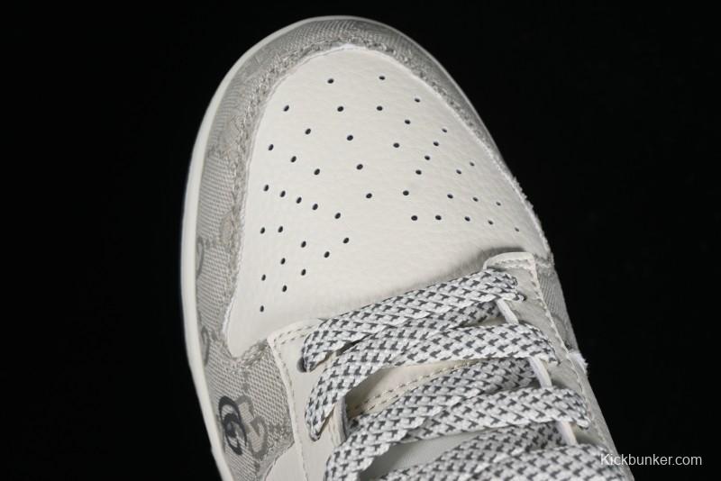 Nike SB Dunk Low Gucci Collaboration - Smoke Grey Anniversary Custom Low-Top Casual Sneakers - CF3688-003