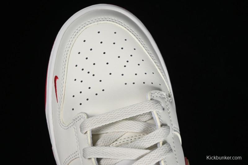 Nike SB Dunk Low Supreme Collaboration - Beige Red Mini Swoosh Anniversary Custom Low-Top Casual Skate Shoes - DJ2024-004