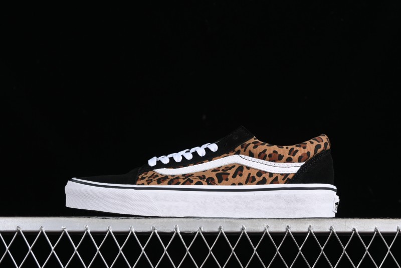 Vans Old Skool Classic Retro Low-Top Canvas Sneakers with Leopard Print and Slip-Resistant Sole - VN000CR5CJK