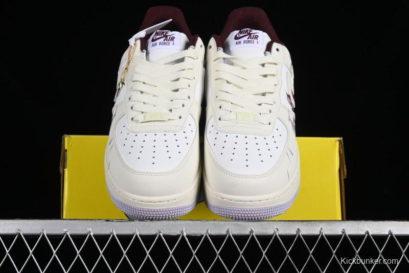 Nike Air Force 1'07 Low "MUD" Casual Sneakers with Bamboo Forest and Wandering Swordsman Print - XC2351-110