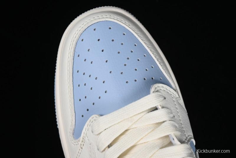 Nike Travis Scott x Fragment Design x Jordan Air Jordan 1 Low OG SP AJ1 LV Blue Double Hook Casual Sneakers - BB6588-103