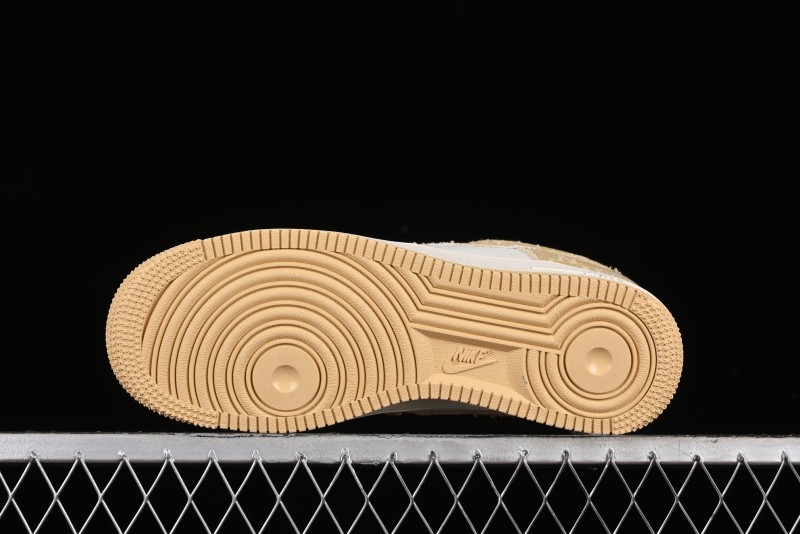 Nike Air Force 1 '07 Low LV Collaboration - Khaki Double Swoosh Low-Top Casual Sneakers - HD1968-027