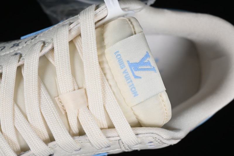 Nike SB Dunk Low LV Collaboration - Beige Blue Double Swoosh Print Anniversary Custom Low-Top Casual Sneakers - CF3688-005