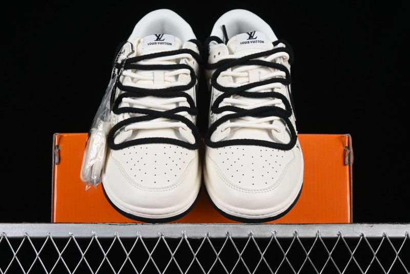 Nike SB Dunk Low LV Collaboration - Lamborghini Strap White Black Hook Anniversary High-End Custom Low-Top Casual Sneakers - SJ2068-261