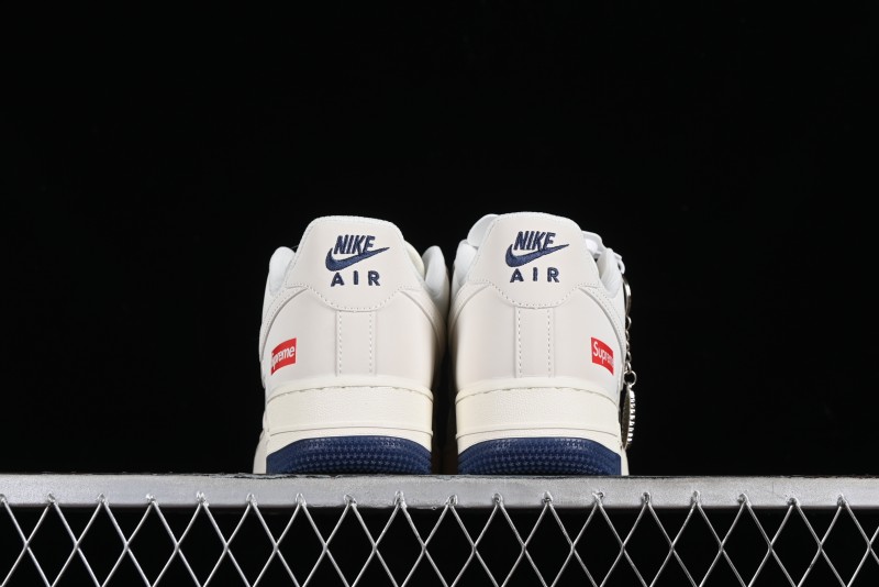 Nike Air Force 1 '07 Low Supreme Collaboration - White Blue Color Block Low-Top Casual Sneakers - XZ6188-001