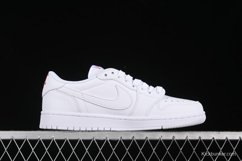 Nike Travis Scott x Fragment Design x Air Jordan 1 Low OG SP AJ1 Gucci Collaboration - White Low-Top Casual Sneakers LJ5188-014