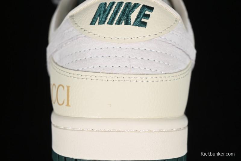 Nike SB Dunk Low Gucci Collaboration - Beige with Yellow Swoosh Anniversary High-End Custom Low-Top Casual Sneakers - DQ1098-390