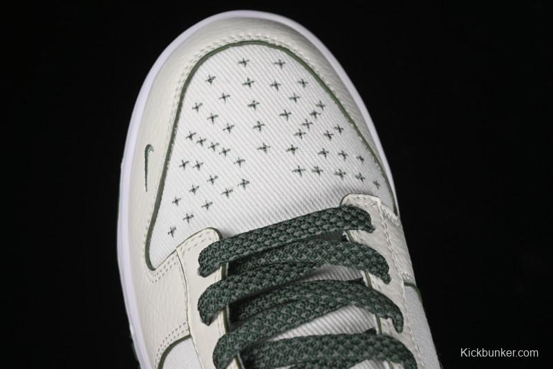 Nike SB Dunk Low Comme des Garçons Collaboration - Woven Beige White Swoosh Anniversary Custom Low-Top Casual Skate Shoes - KK1888-010