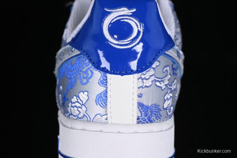Nike Air Force 1 '07 Low DIY Blue and White Porcelain Dragon Embroidery Casual Sneakers - CW2288-201