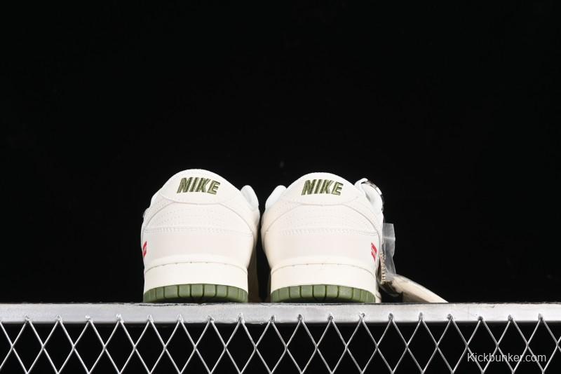 Nike SB Dunk Low Supreme Collaboration - Beige Green Two-Tone Anniversary High-End Custom Low-Top Casual Skate Shoes - BB8675-109