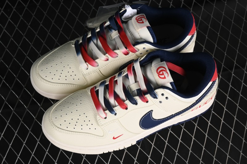Nike SB Dunk Low Gucci Collaboration - Beige Blue Patchwork Anniversary High-End Custom Low-Top Casual Sneakers - XY1688-003