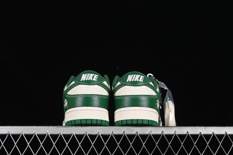 Nike SB Dunk Low Stussy Collaboration - Dark Green Anniversary Custom Low-Top Casual Skate Shoes - BB9898-005