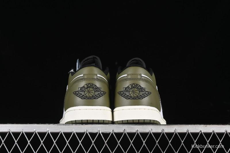 Nike Air Jordan 1 Low "Medium Olive" Retro Casual Sneakers - 553558-092