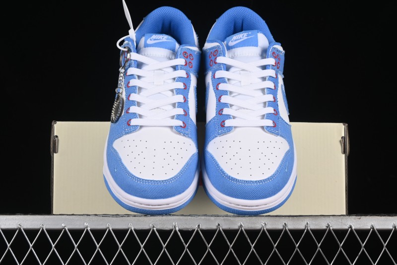 Nike SB Dunk Low Supreme Collaboration - Woven Blue Swoosh Anniversary Custom Low-Top Casual Skate Shoes - KK1888-015