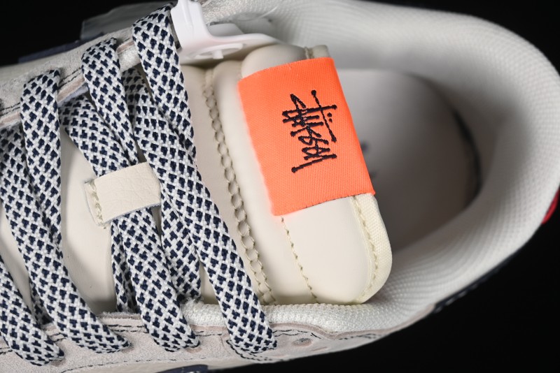 Nike SB Dunk Low Stussy Collaboration - Patchwork Grey White Dark Blue Swoosh Anniversary Custom Low-Top Casual Skate Shoes - MM1089-025