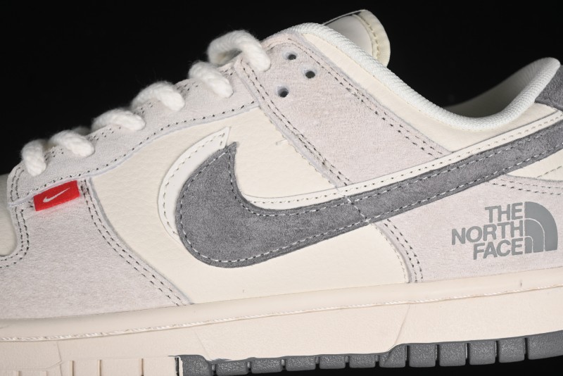Nike SB Dunk Low The North Face Collaboration - Grey Pigskin Navy Swoosh Anniversary Custom Low-Top Casual Skate Shoes - SJ1089-009