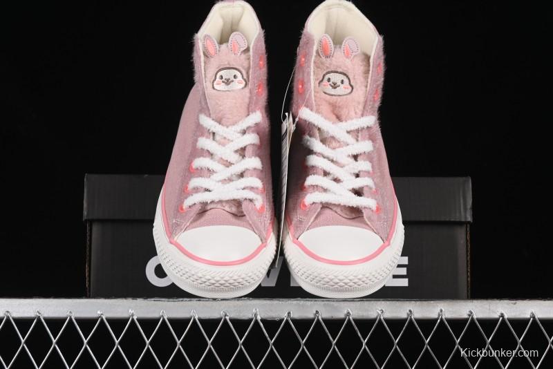 Converse Zoo Happy Pets Series High-Top Casual Sneakers with Plush Lining for Autumn Winter - A12769C