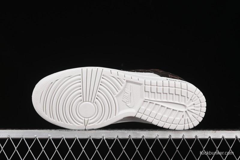 Nike SB Dunk Low LV Collaboration - Embossed White Brown Print Anniversary High-End Custom Low-Top Casual Sneakers - DQ1098-360
