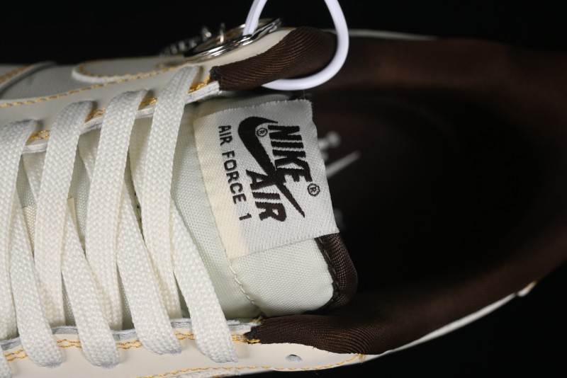 Nike Air Force 1 '07 Low UN Collaboration Casual Sneakers in Off-White with Yellow Stitch - KK3333-002