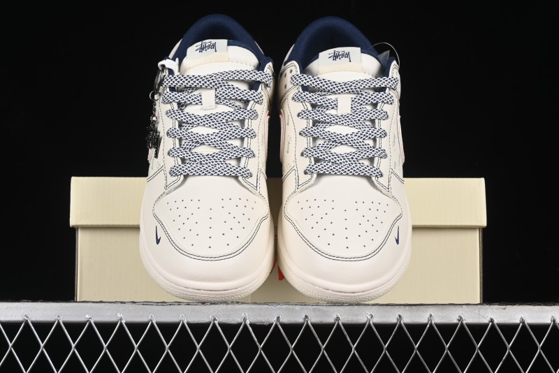 Nike SB Dunk Low Stussy Collaboration - Black Red Bunny Anniversary Custom Low-Top Casual Sneakers - XY1688-012