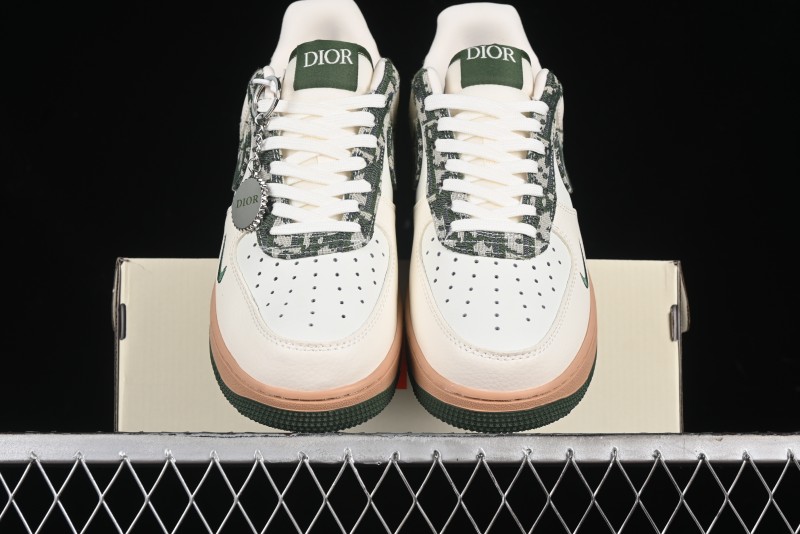 Nike Air Force 1 '07 Low Dior Collaboration - Beige Green Swoosh Low-Top Casual Sneakers - KK1988-010