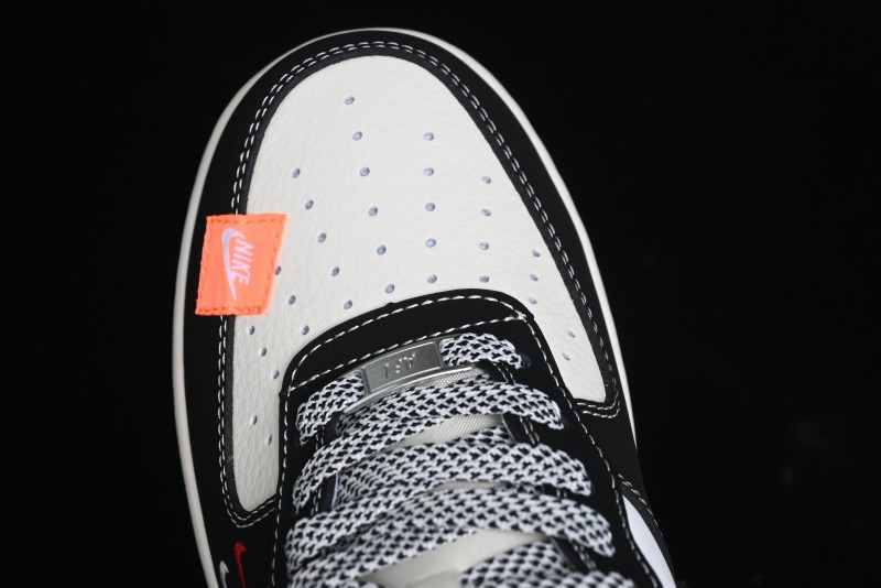 Nike Air Force 1 '07 Low Stussy Collaboration - Black White Double Swoosh Red Tag Low-Top Casual Sneakers - SJ6698-012