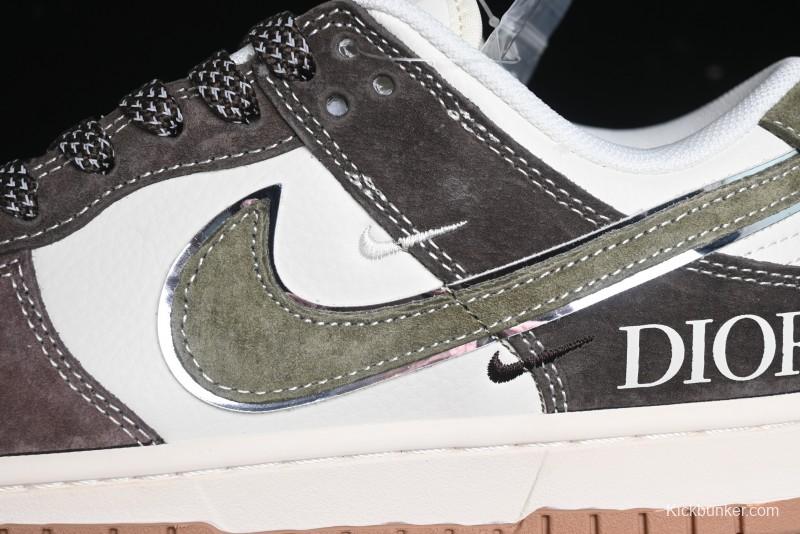 Nike SB Dunk Low Dior Collaboration - Chestnut Anniversary High-End Custom Low-Top Casual Sneakers - XS1086-007