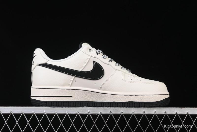 Nike Air Force 1 '07 Low Stussy Collaboration - Black Woven Label Low-Top Casual Sneakers - SJ6698-011