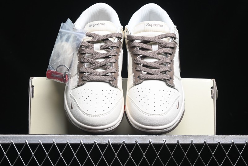 Nike SB Dunk Low Stone Island Supreme Collaboration - Beige Brown Sole Anniversary High-End Custom Low-Top Casual Sneakers - BB9866-008