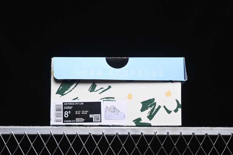 Nike Air Force 1 '07 Low Casual Sneakers with Valentines Day Theme and Blue Bow Detail - CH9999-223