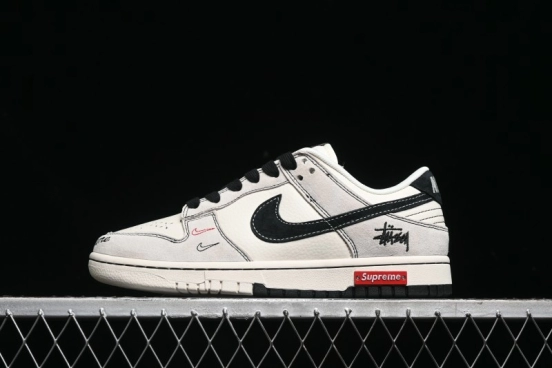 Nike SB Dunk Low Stussy Collaboration - Embroidered Black Swoosh Anniversary High-End Custom Low-Top Casual Sneakers - MM1089-031