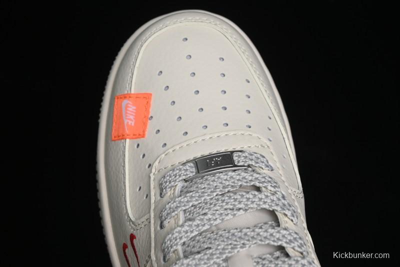 Nike Air Force 1 '07 Low Stussy Collaboration - Double Swoosh Red Tag Low-Top Casual Sneakers - SJ6698-013